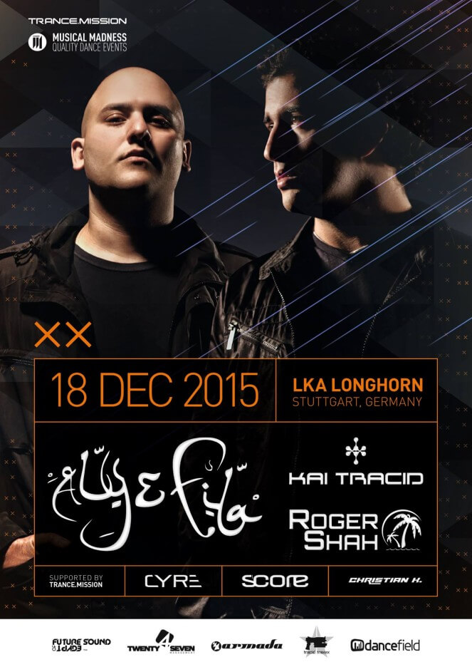 Musical Madness and Trance.Mission presents Aly and Fila, Kai Tracid and Roger Shah at LKA Longhorn, Stuttgart, Germany on 18th of December 2015