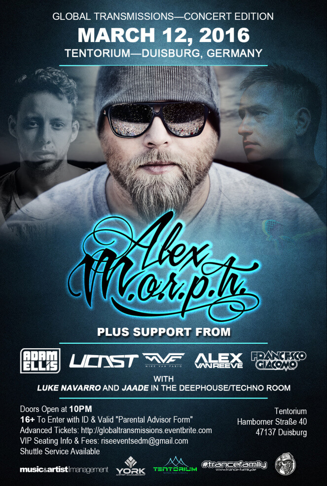 Rise Events presents Alex M.O.R.P.H. and Friends at Global Transmissions - Concert Edition at Tentorium, Duisburg, Germany on 12th of March 2015
