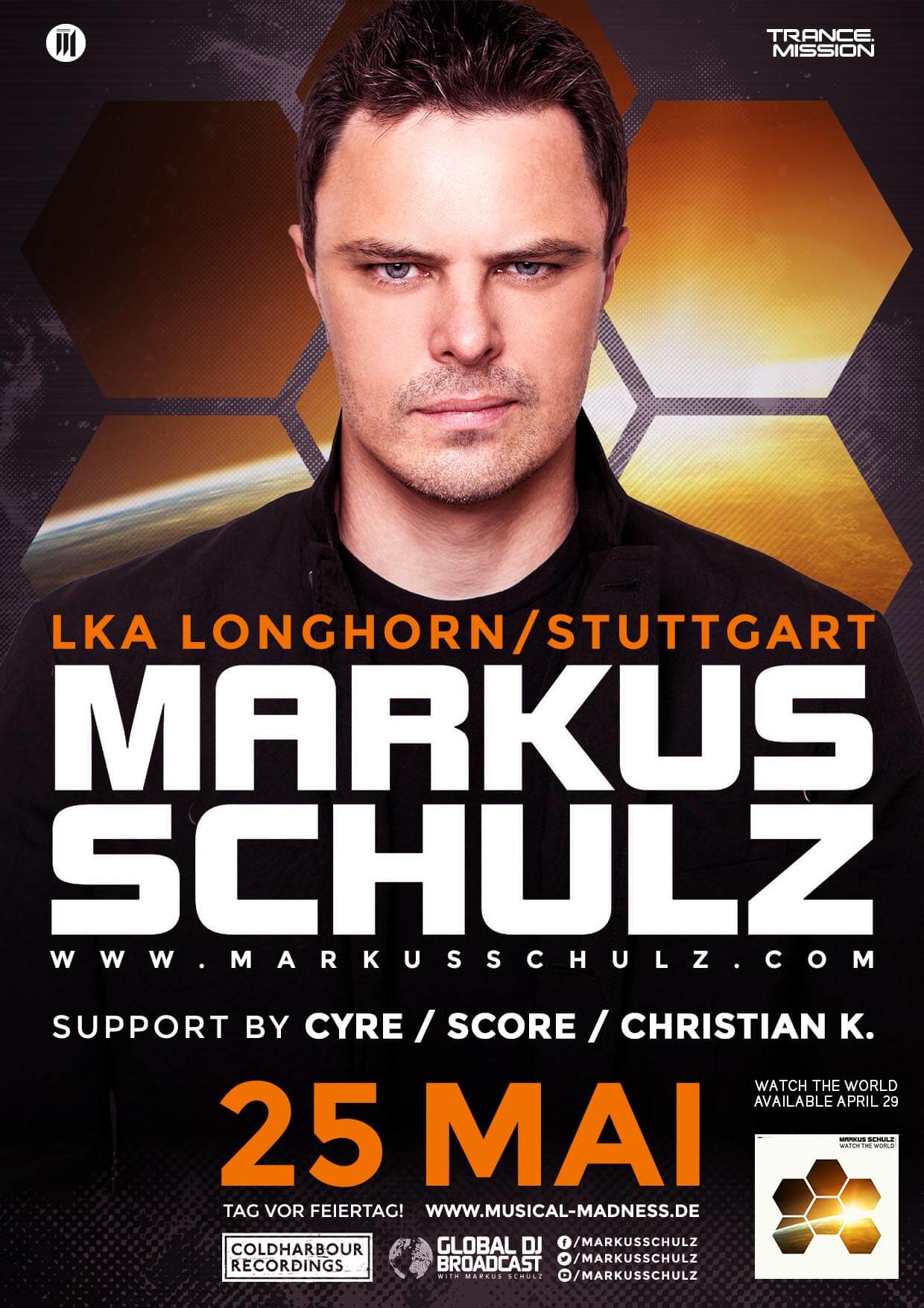 Trance.Mission and Musical Madness presents Markus Schulz at LKA Longhorn, Stuttgart, Germany on 25th of May 2016