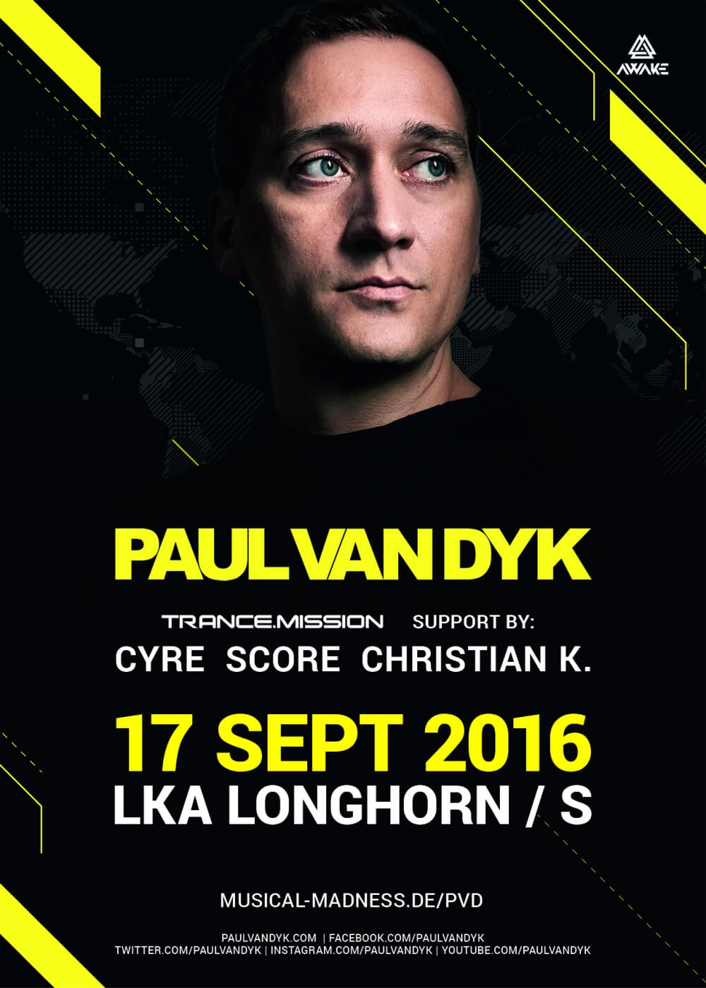 Musical Madness and AWAKE presents Trance.Mission with Paul van Dyk at LKA Longhorn, Stuttgart, Germany on 17th of September 2016