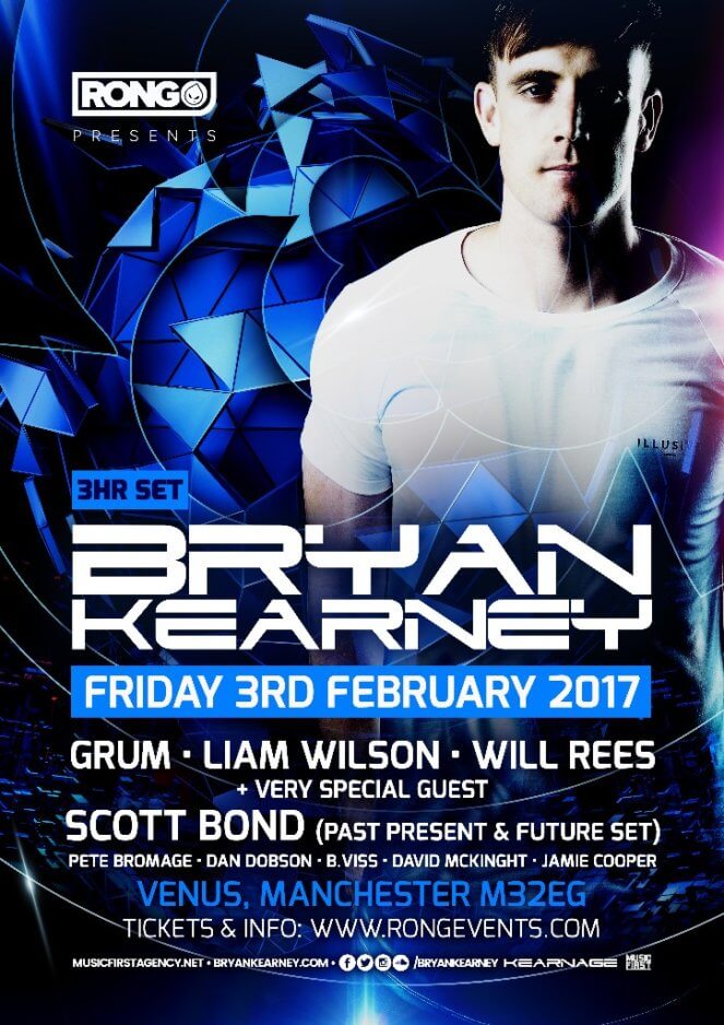 RONG presents Bryan Kearney, Scott Bond, Grum, Will Rees, Liam Wilson and more at Venus, Manchester, UK on 3rd February 2017 poster