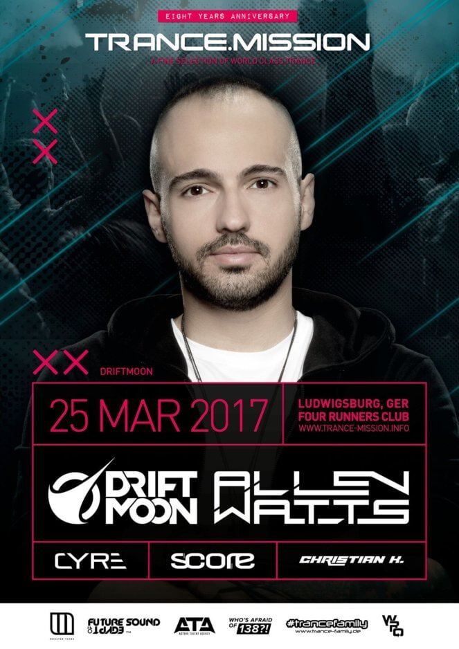 Trance.Mission presents Driftmoon and Allen Watts at Four Runners Club, Ludwigsburg, Germany on 25th of March 2017