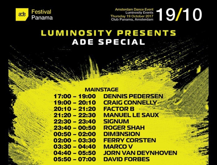 Luminosity Events presents ADE Special at Club Panama, Amsterdam on 19th of October 2017