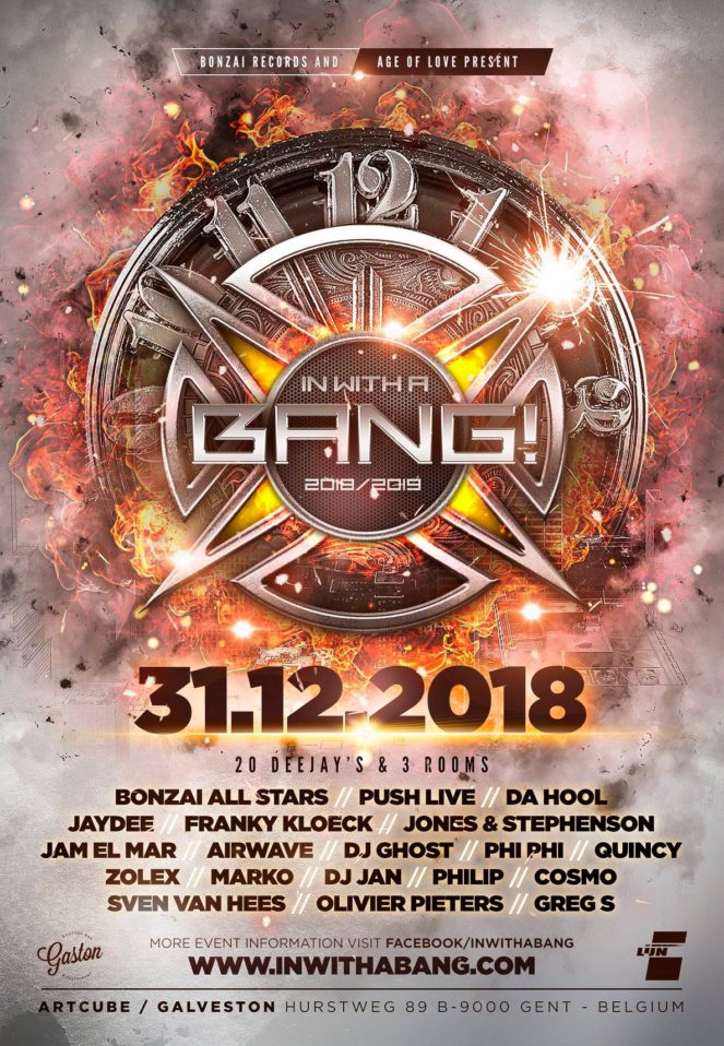 Bonzai Records and Age Of Love presents New Year’s Eve With A Bang at Gaston Rooftop Bar, Gent, Belgium on 31st of December 2018