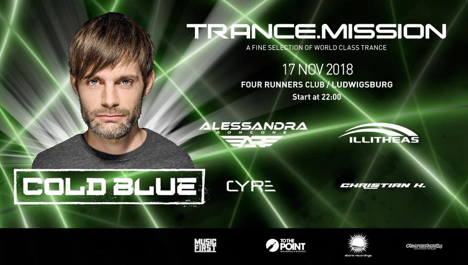 Trance.Mission with Cold Blue and Alessandra Roncone at Four Runners Club on 17th of November 2018