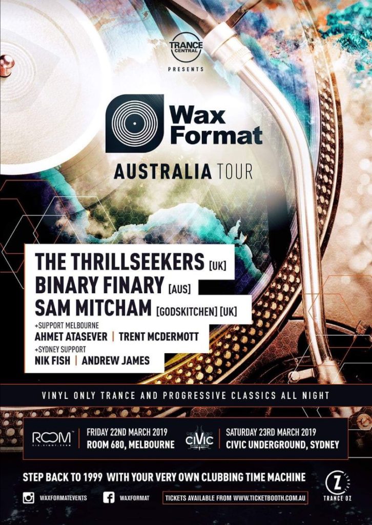 Trance Central presents Wax Format with The Thrillseekers, Binary Finary and Sam Mitcham