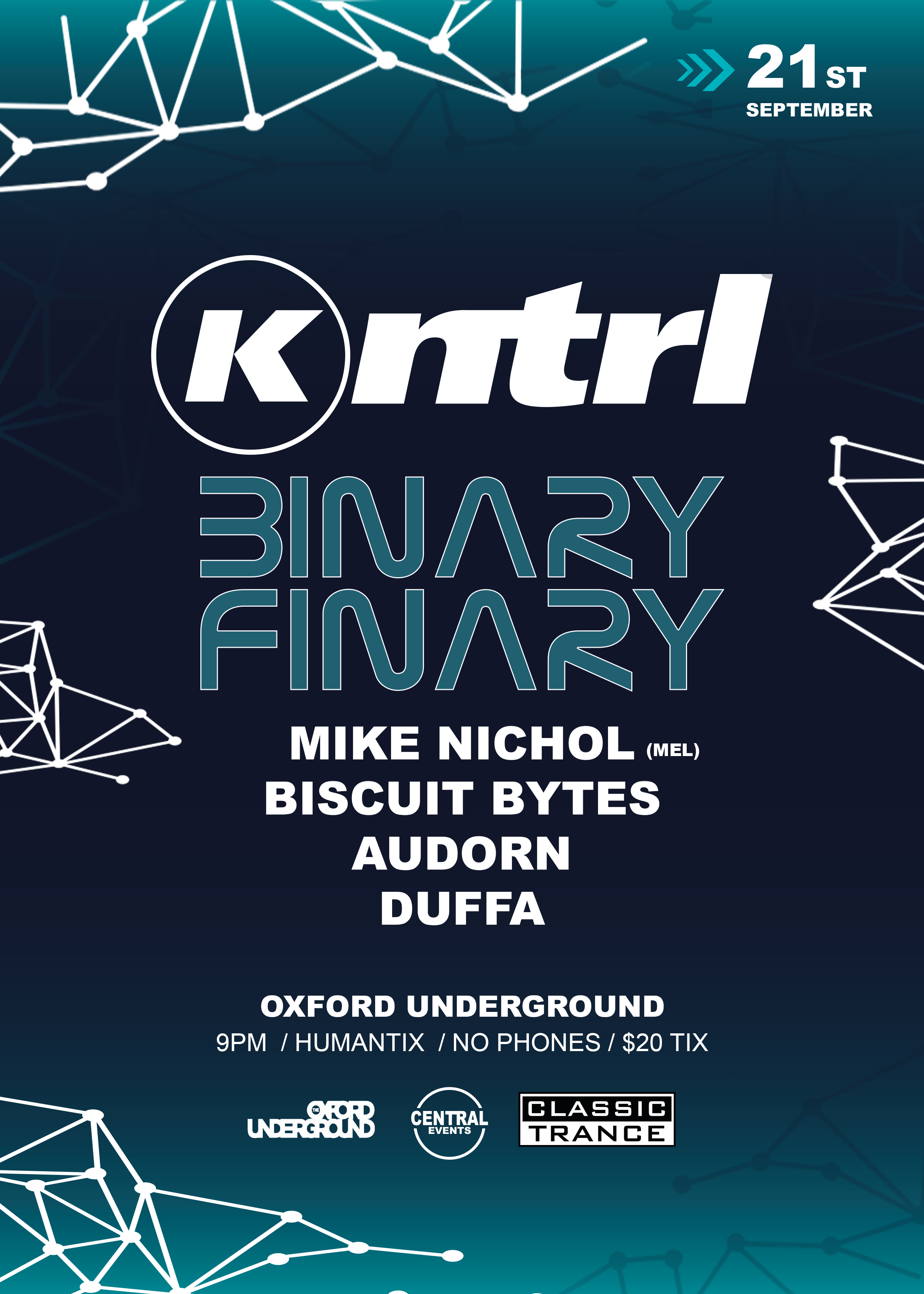 KNTRL featuring BINARY FINARY and MIKE NICHOL at Oxford Underground, Darlinghurst, Australia on 21st of September 2024